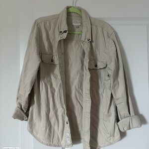 Lucky Brand Khaki Shacket Shirt 100% Cotton Size Medium